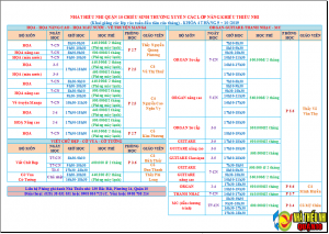 Lịch học các lớp năng khiếu khoá 5 (tháng 9, 10/2019)