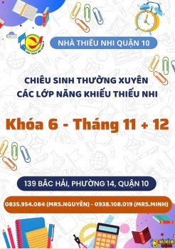 Lịch chiêu sinh các lớp năng khiếu khóa 6/2022 (tháng 11, 12)