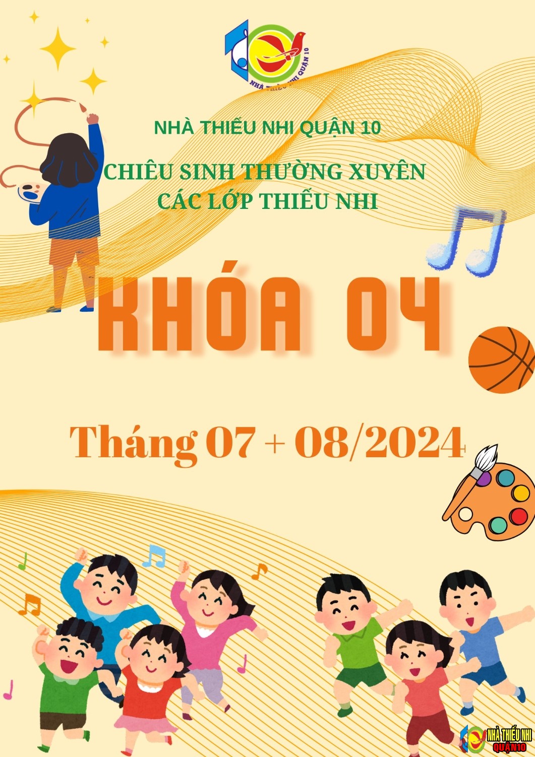 LỊCH HỌC CÁC LỚP NĂNG KHIẾU KHOÁ 4 (THÁNG 7, 8/2024)